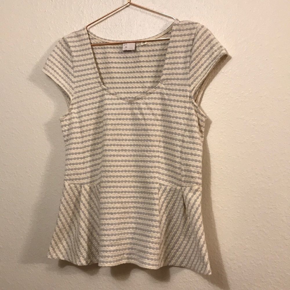 Anthropologie peplum striped blouse size large